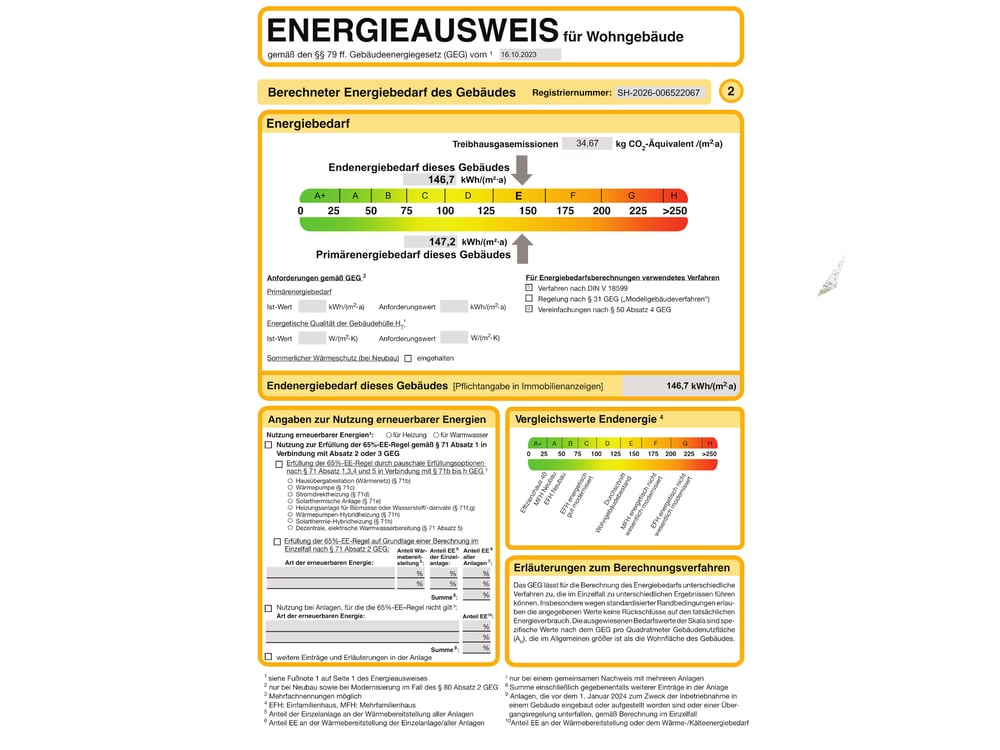 Energieausweis eine Seite