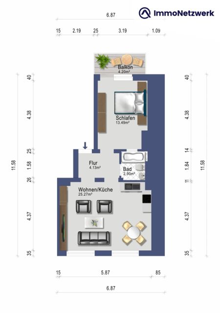 Zentral gelegene 2-Zimmerwohnung in SB Am Ludwigsberg