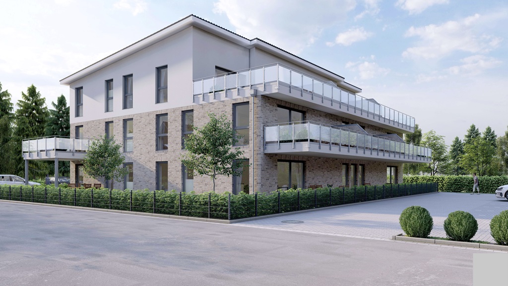 Helle 2-Zimmer
OG-Wohnung
KfW 40+ Bauweise 
+ Aufzug + Balkon + Stellplatz