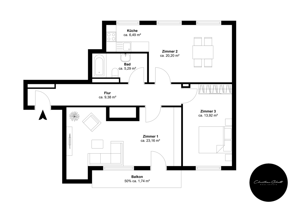 1 Monat KALTMIETFREI traumhafte 3-Raum Wohnung mit Balkon +++TOP+++ in Altchemnitz mit Stellplatz