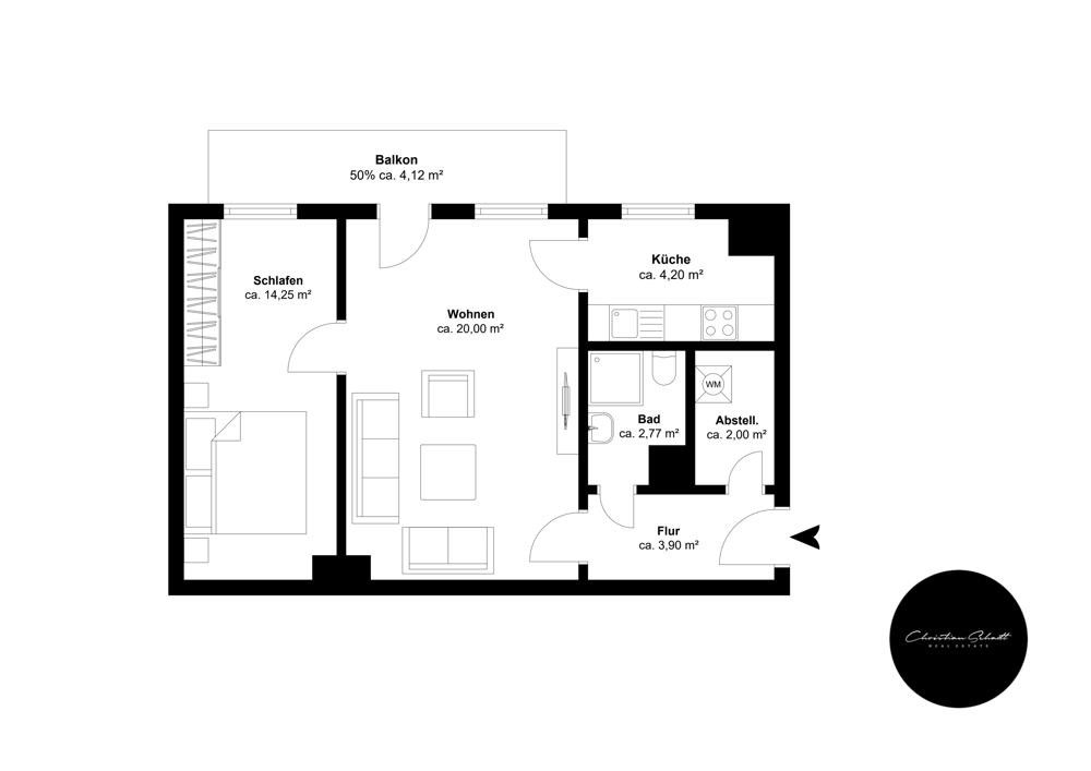 frisch sanierte zentrumsnahe 2-Zimmer-Wohnung mit Balkon in Leipzig / Südvorstadt
