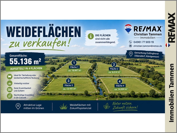 * ca.55.136 m² Weideflächen in der Gemarkung Collinghorst – Sofort verfügbar *